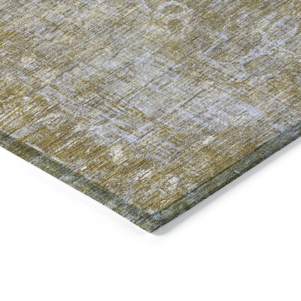 10' X 14' Wheat And Beige Floral Washable Indoor Outdoor Area Rug