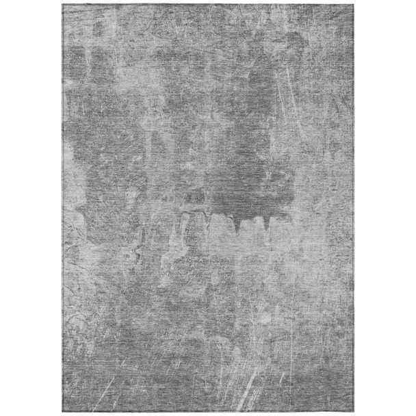 10' X 14' Gray And Silver Abstract Washable Indoor Outdoor Area Rug
