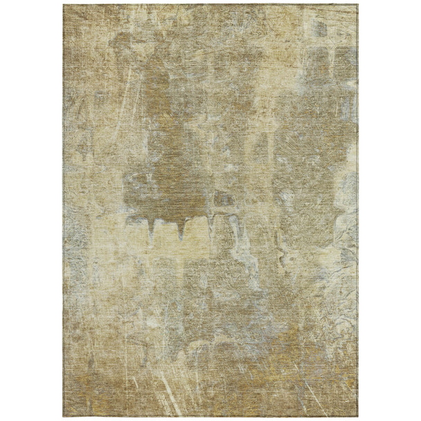 8' X 10' Khaki And Beige Abstract Washable Indoor Outdoor Area Rug