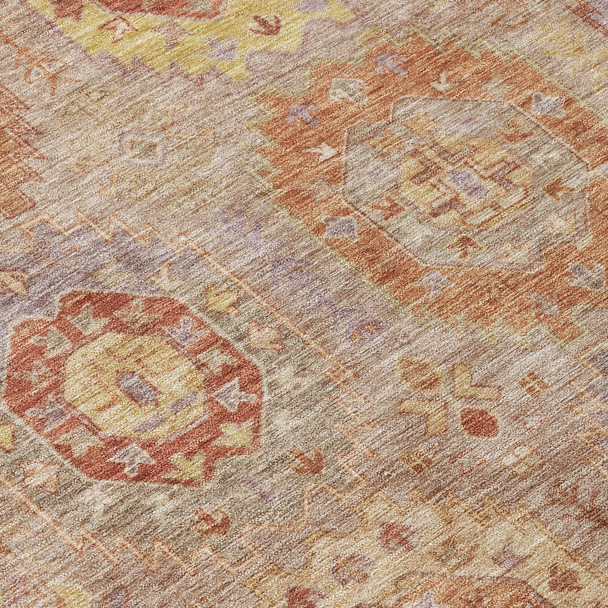 8' X 10' Khaki Gold And Burgundy Medallion Washable Indoor Outdoor Area Rug