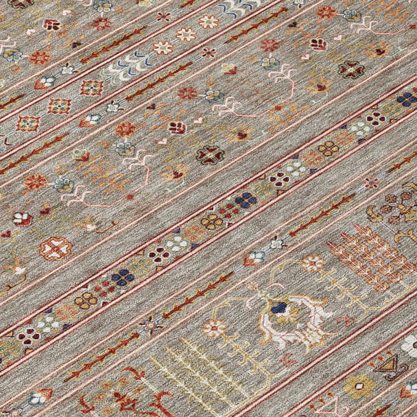 8' X 10' Taupe Blue And Copper Tribal Washable Indoor Outdoor Area Rug