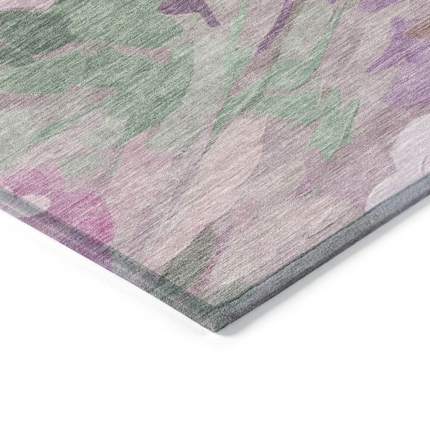 3' X 5' Blush Mauve And Ivory Floral Washable Indoor Outdoor Area Rug