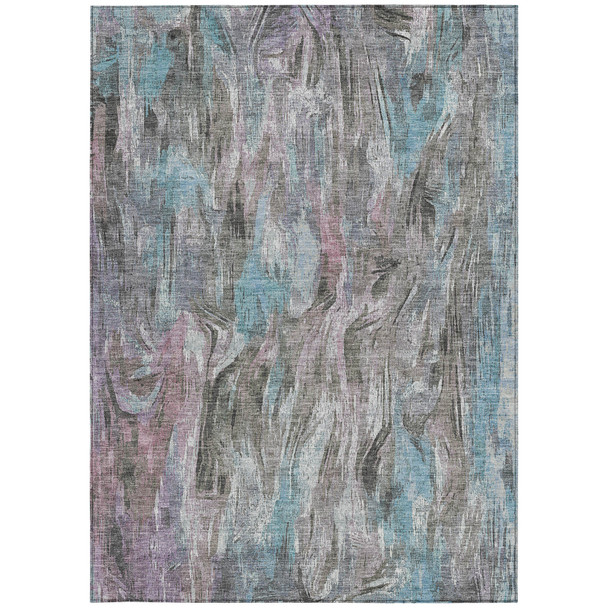 9' X 12' Taupe Teal Blue And Gray Abstract Washable Indoor Outdoor Area Rug