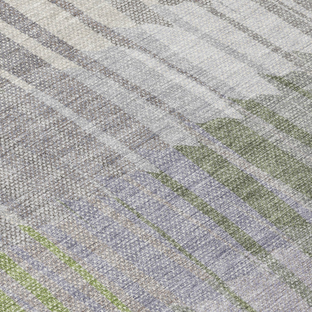 3' X 5' Olive Green And Ivory Striped Washable Indoor Outdoor Area Rug