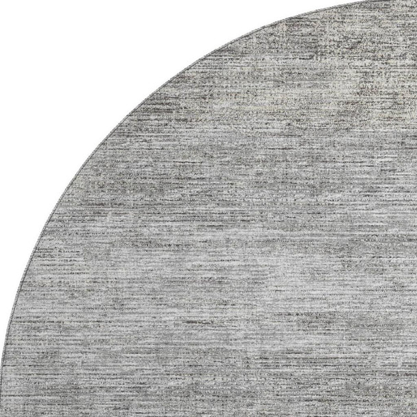 8' Silver And Charcoal Round Abstract Washable Indoor Outdoor Area Rug