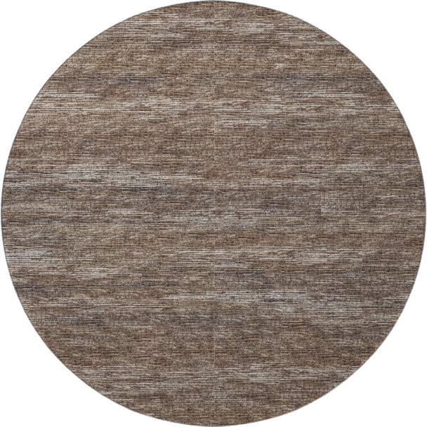 8' Brown And Gray Round Abstract Washable Indoor Outdoor Area Rug