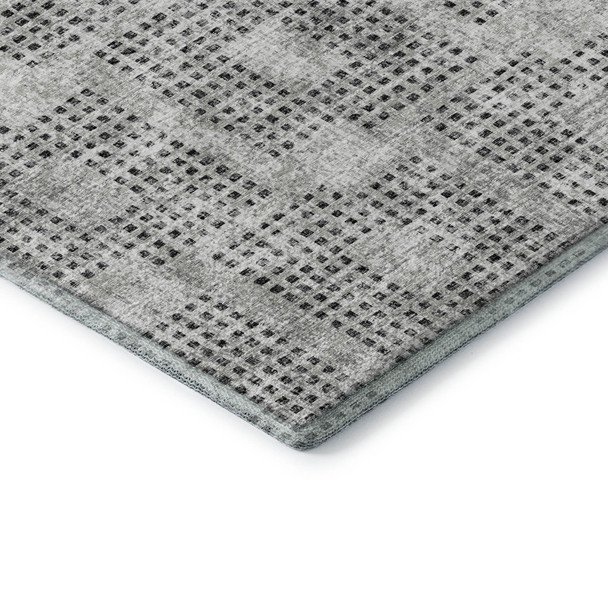 8' X 10' Gray And Charcoal Geometric Washable Indoor Outdoor Area Rug