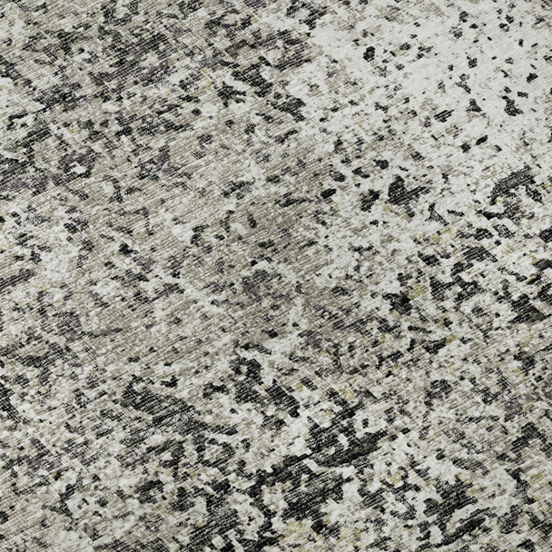8' X 10' Gray And Charcoal Abstract Washable Indoor Outdoor Area Rug