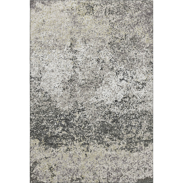9' X 12' Gray And Charcoal Abstract Washable Indoor Outdoor Area Rug