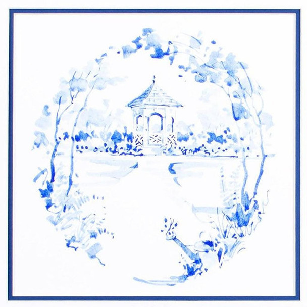 Set Of Two Blue Garden Impress A Gold Framed Wall Art