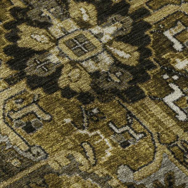 3' X 5' Brown Gray And Ivory Oriental Washable Area Rug With UV Protection