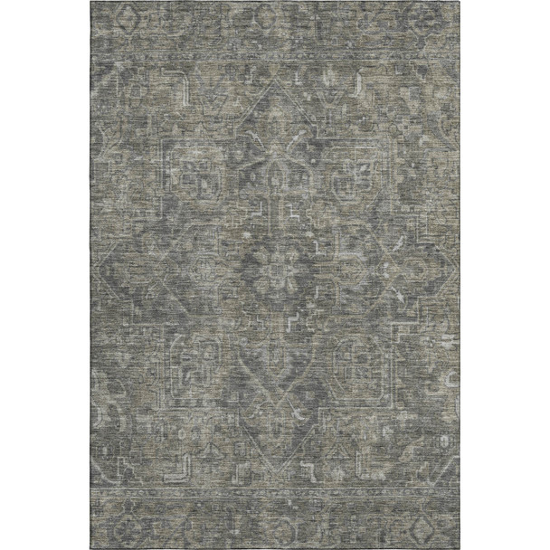 3' X 5' Coffee And Gray Medallion Distressed Washable Area Rug With UV Protection