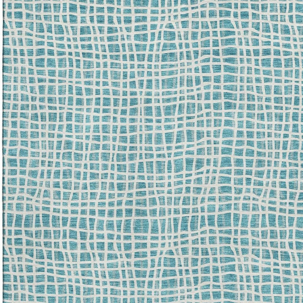 3' X 5' Teal And Ivory Striped Washable Area Rug With UV Protection