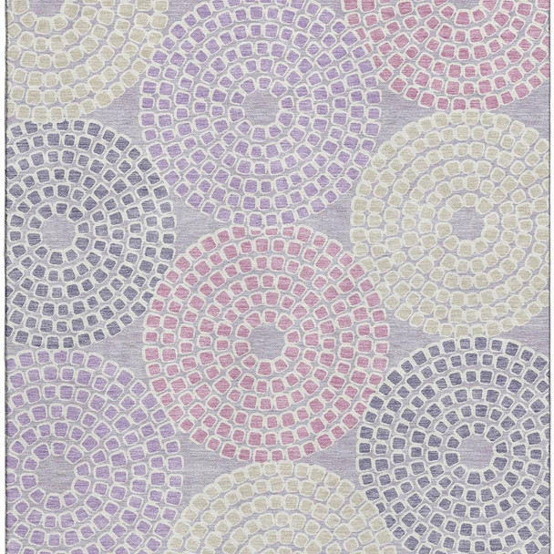 3' X 5' Lavender Gray And Blush Geometric Washable Area Rug With UV Protection