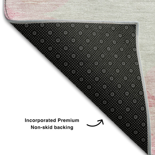 10' X 14' Pink Gray And Silver Trellis Washable Area Rug With UV Protection