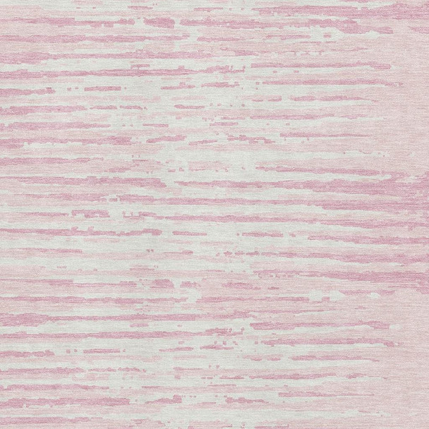 8' X 10' Pink And Ivory Striped Washable Area Rug With UV Protection