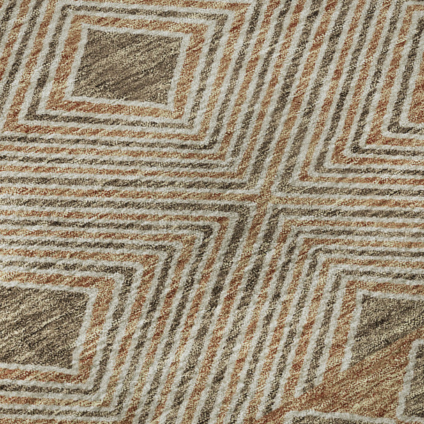 5' X 8' Brown And Beige Geometric Washable Area Rug With UV Protection