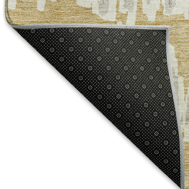 5' X 8' Gold And Beige Striped Washable Area Rug With UV Protection