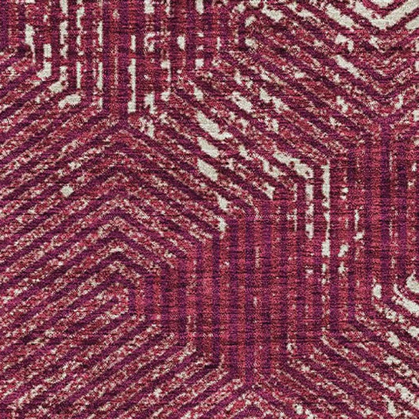 8' X 10' Burgundy And Ivory Geometric Washable Area Rug With UV Protection