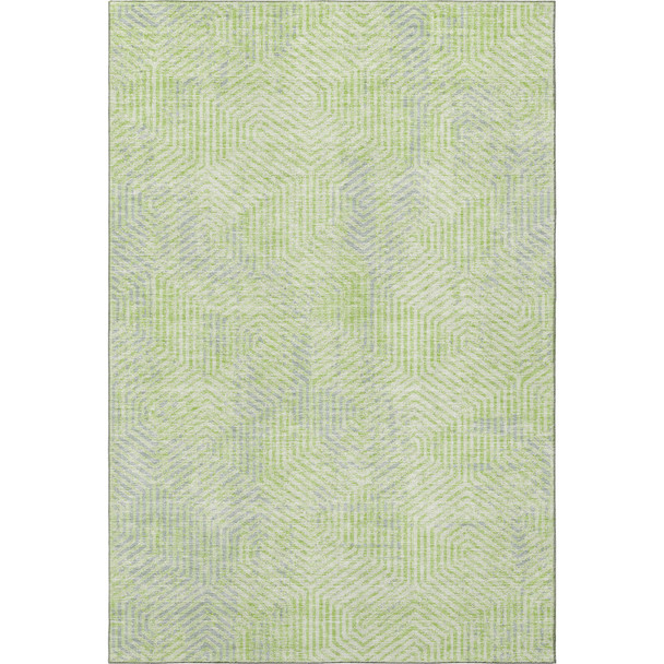 3' X 5' Lime Green And Gray Geometric Washable Area Rug With UV Protection