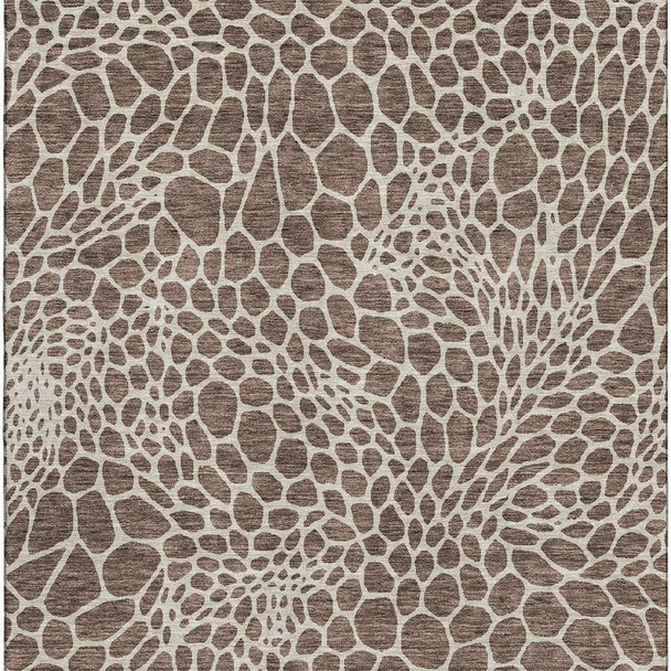 10' X 14' Brown And Beige Geometric Washable Area Rug With UV Protection