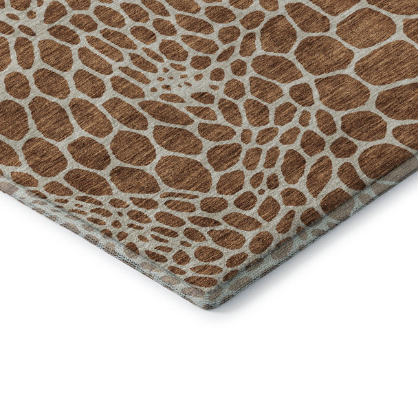 10' X 14' Rust And Ivory Geometric Washable Area Rug With UV Protection