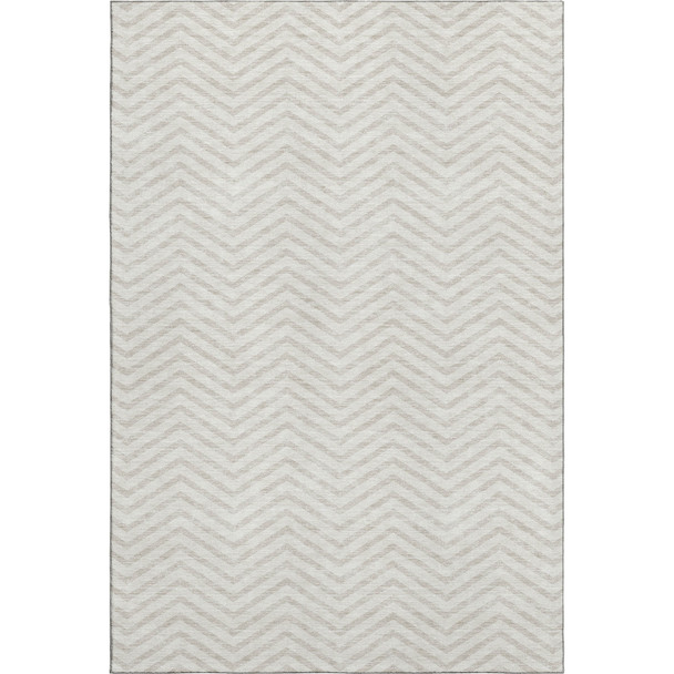 5' X 8' Ivory And Beige Chevron Washable Area Rug With UV Protection