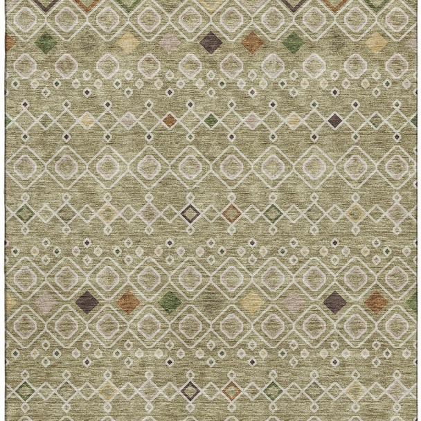 9' X 12' Sage Beige And Gold Southwestern Washable Area Rug With UV Protection