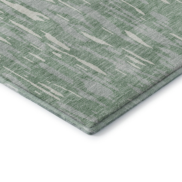 9' X 12' Sage And Ivory Abstract Washable Area Rug With UV Protection