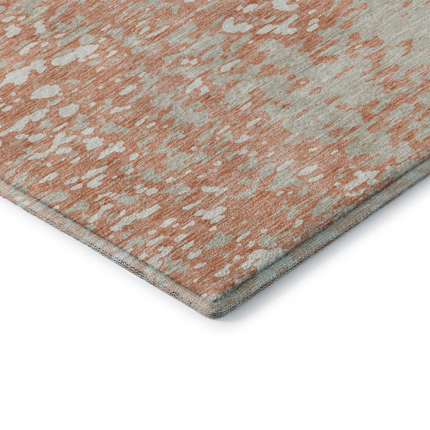 3' X 5' Coral Taupe And Ivory Abstract Washable Area Rug With UV Protection