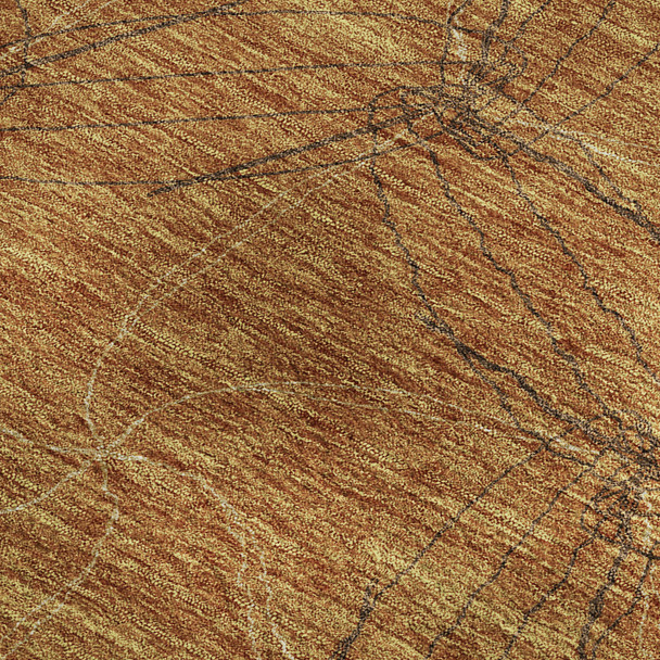 8' X 10' Copper And Brown Geometric Washable Area Rug With UV Protection