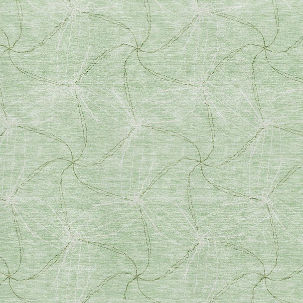 5' X 8' Mint Green And Ivory Geometric Washable Area Rug With UV Protection