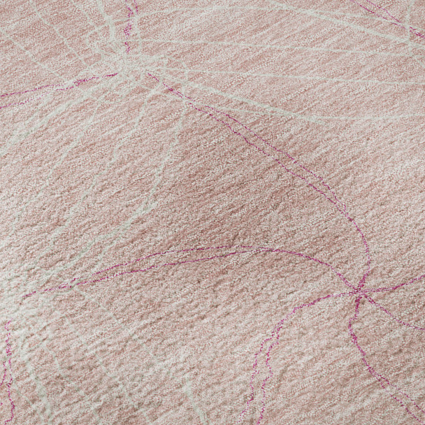 10' X 14' Pink And Ivory Geometric Washable Area Rug With UV Protection