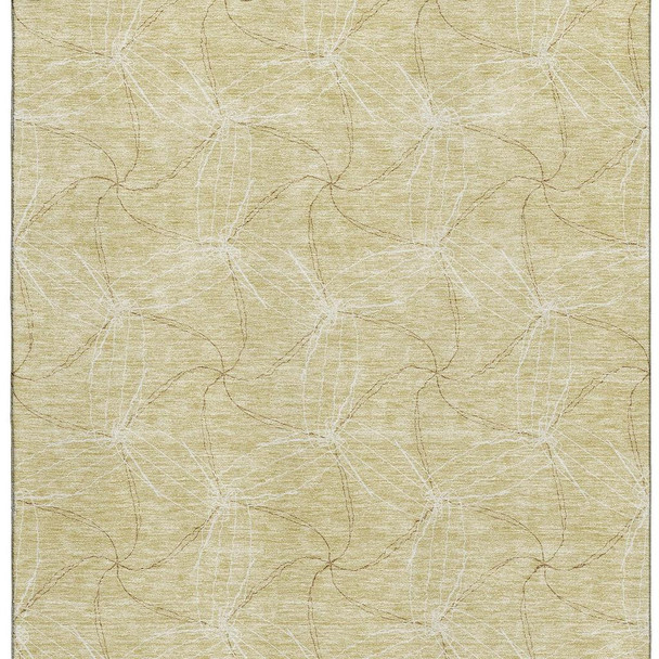 5' X 8' Wheat And Ivory Geometric Washable Area Rug With UV Protection