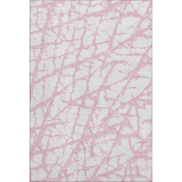 3' X 5' Pink And Ivory Abstract Washable Area Rug With UV Protection
