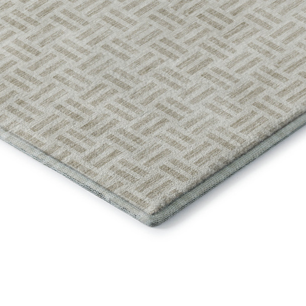 10' X 14' Ivory And Beige Geometric Washable Area Rug With UV Protection
