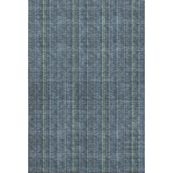 8' X 10' Blue And Green Striped Washable Area Rug With UV Protection