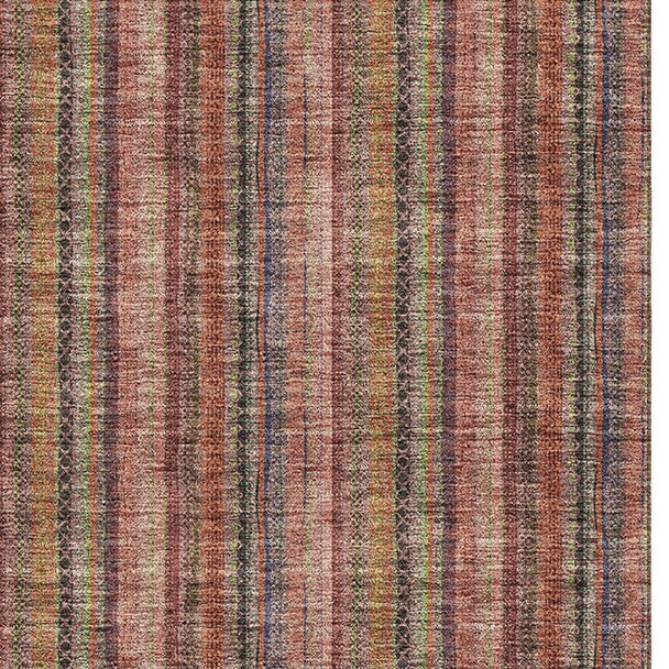 9' X 12' Blush Purple And Orange Striped Washable Area Rug With UV Protection