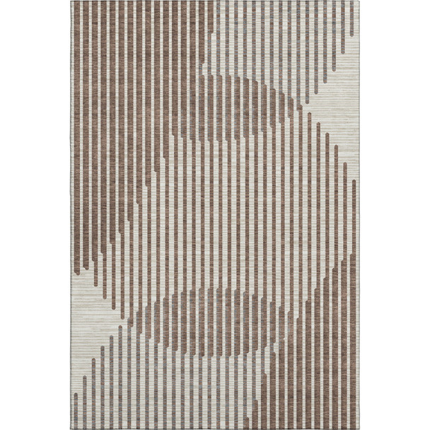 3' X 5' Brown And Ivory Geometric Washable Area Rug With UV Protection