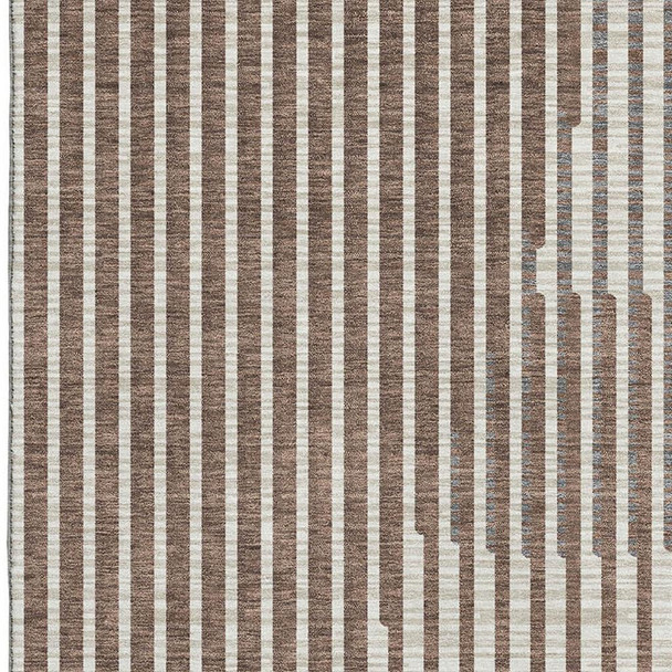 10' X 14' Brown And Ivory Geometric Washable Area Rug With UV Protection