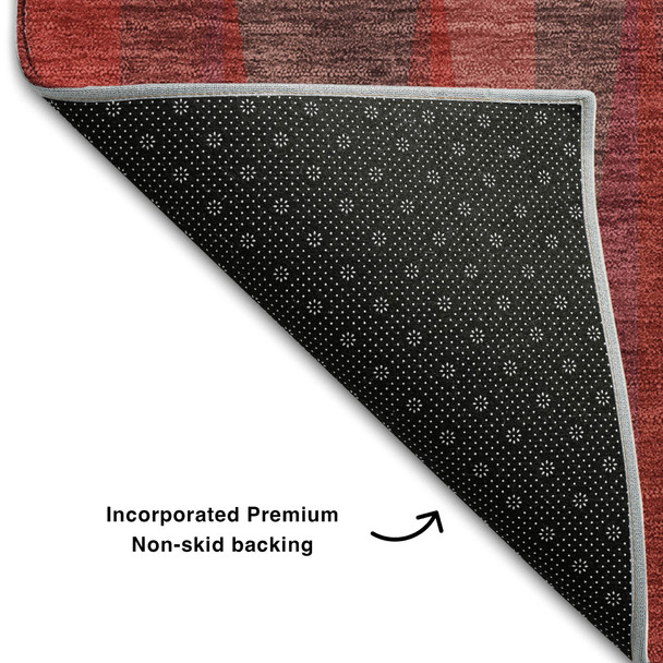 10' X 14' Red And Burgundy Geometric Washable Area Rug With UV Protection