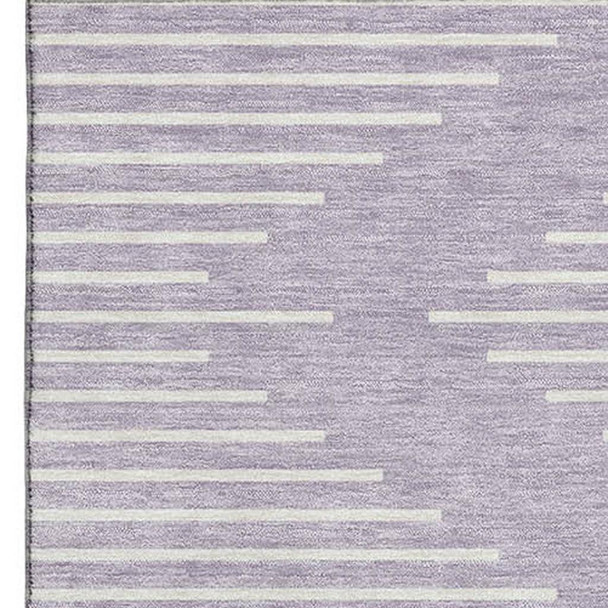 3' X 5' Lavender And Ivory Geometric Washable Area Rug With UV Protection