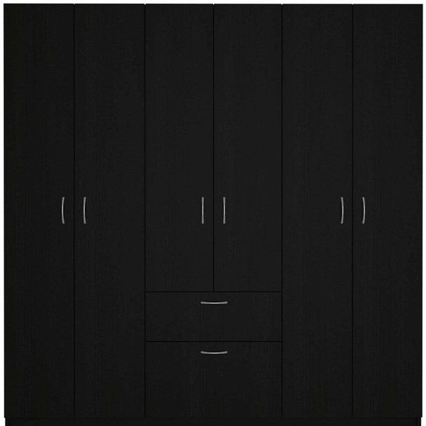 71" Black And White Wood Six Door Single Drawer Combo Dresser