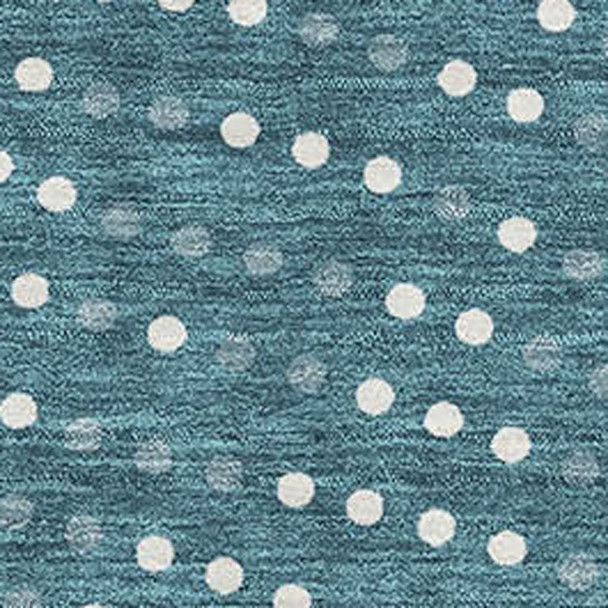 9' X 12' Teal And Ivory Polka Dot Washable Area Rug With UV Protection