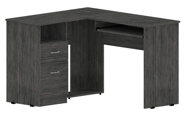 47" Gray L Shape Computer Desk With Two Drawers