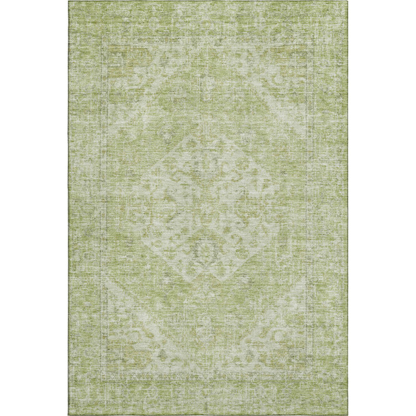 8' X 10' Sage And Beige Medallion Washable Area Rug With UV Protection