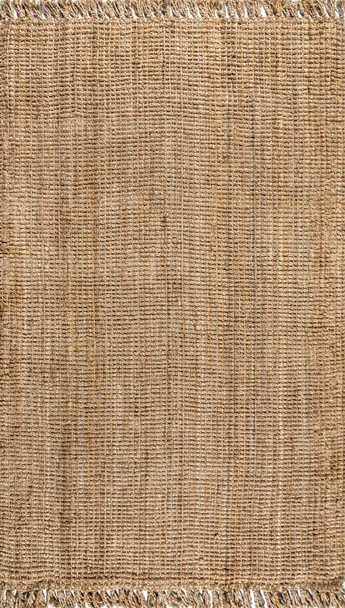 12' X 18' Natural Jute Handmade Area Rug With Fringe