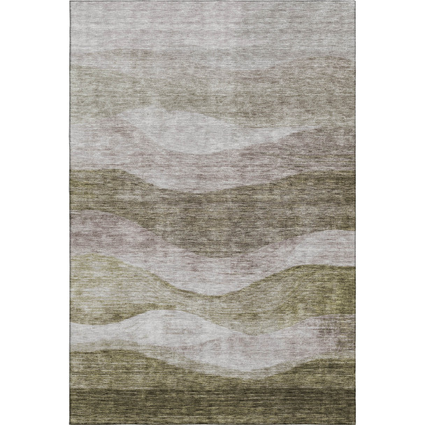 10' X 14' Taupe And Beige Abstract Washable Area Rug With UV Protection