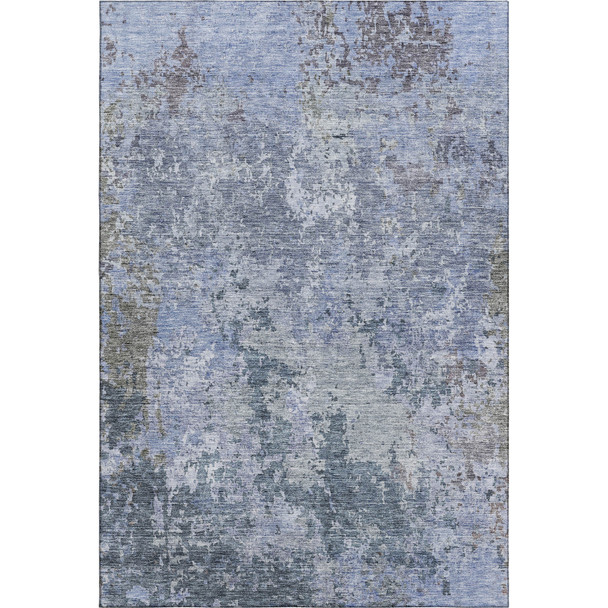 9' X 12' Blue And Gray Abstract Washable Area Rug With UV Protection