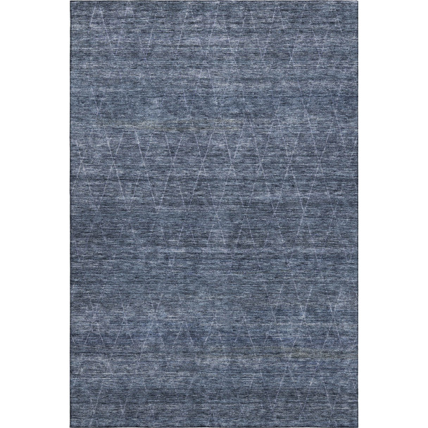 10' X 14' Navy Blue And Beige Geometric Washable Area Rug With UV Protection